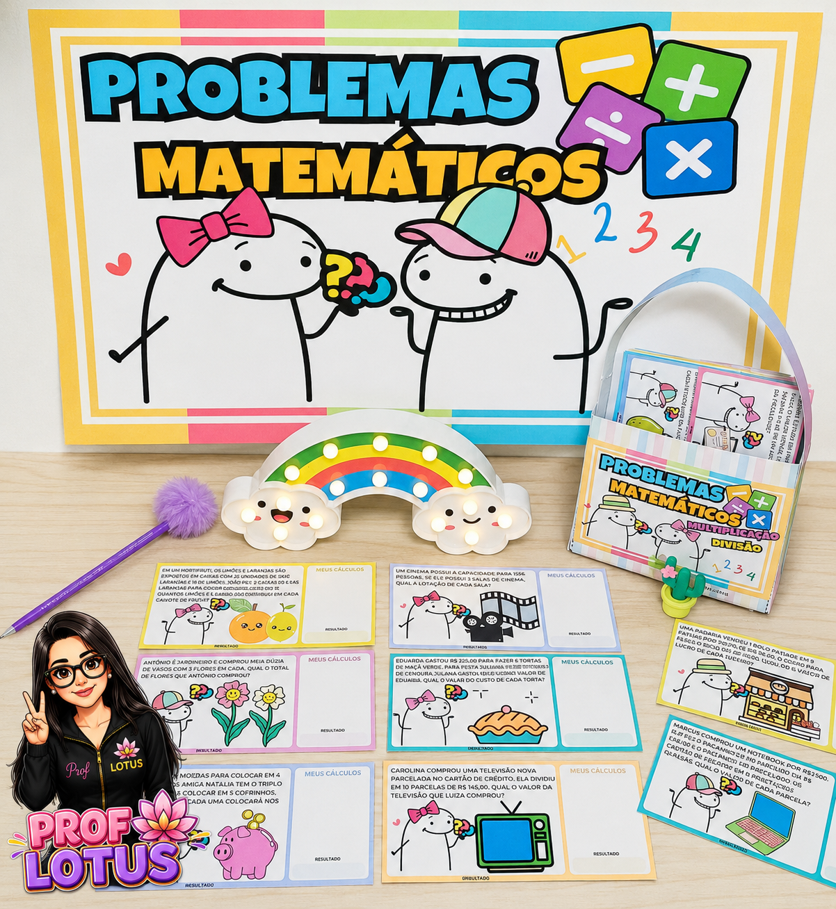 COMBO PROBLEMAS MATEMÁTICOS 4 OPERAÇÕES FLORKS