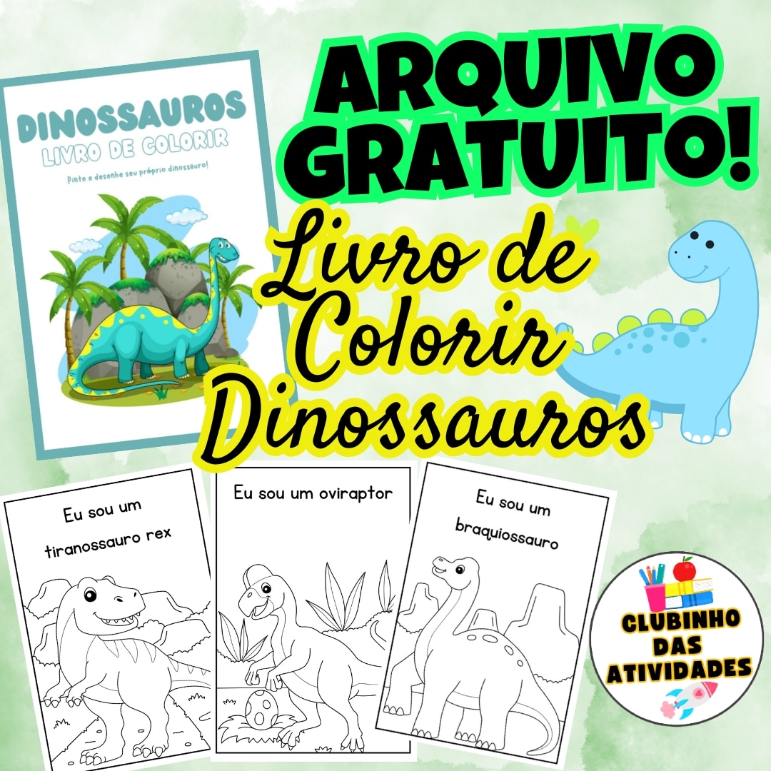 ARQUIVO GRATUITO LIVRO DE COLORIR DINOSSAUROS