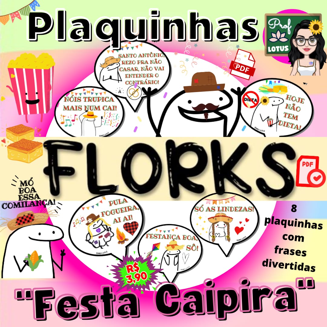 PLAQUINHAS FLORKS FESTA CAIPIRA