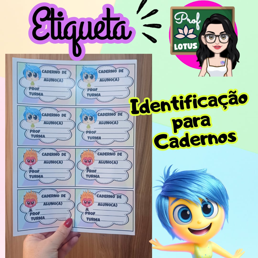 ETIQUETA PARA IDENTIFICAÇÃO DE CADERNOS DIVERTIDAMENTE