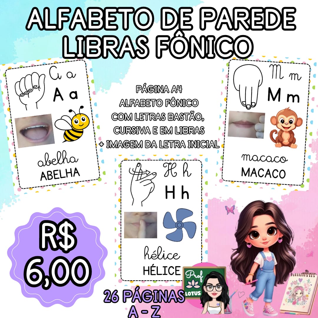 ALFABETO DE PAREDE LIBRAS FÔNICO