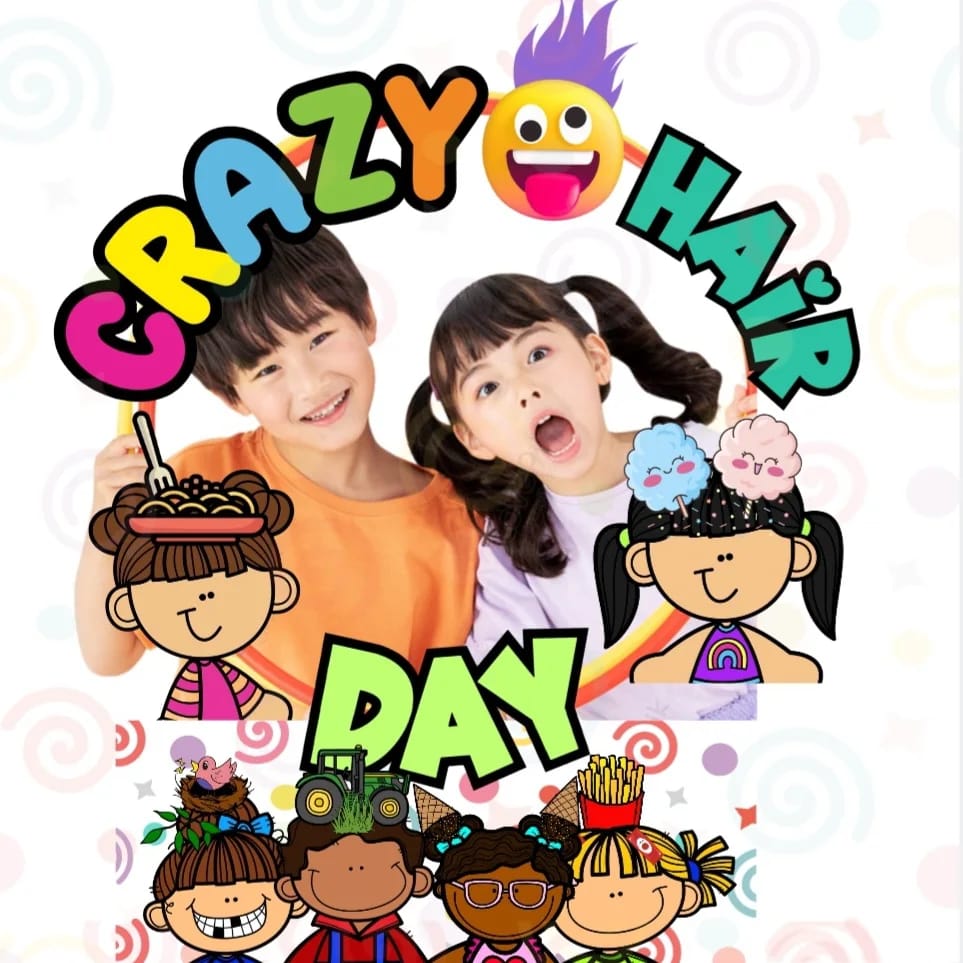 MOLDURA BAMBOLÊ EM INGLÊS "CRAZY HAIR DAY"