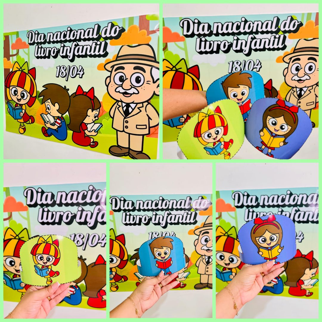 PAINEL + COROAS DIA NACIONAL DO LIVRO INFANTIL