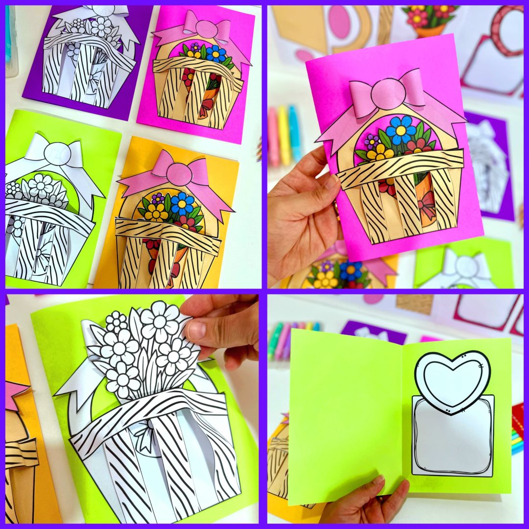 CARTÃO 3D CESTO FLORES