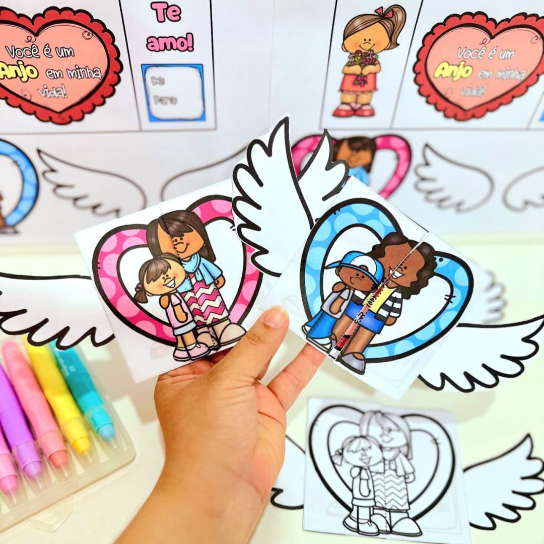 CARTÃO 3D CORAÇÃO ALADO