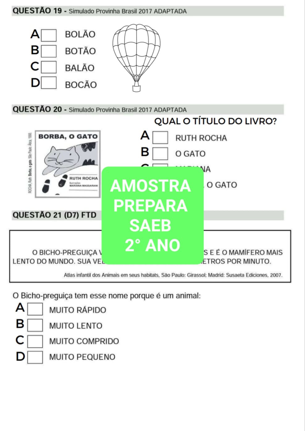 SIMULADO PREPARA SAEB 2º ANO - Imagem 3