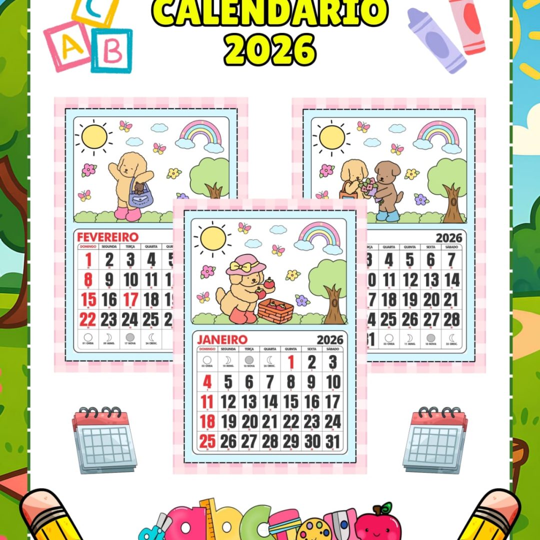 CALENDÁRIO MESES DO ANO 2026 BOBBIE GOODS
