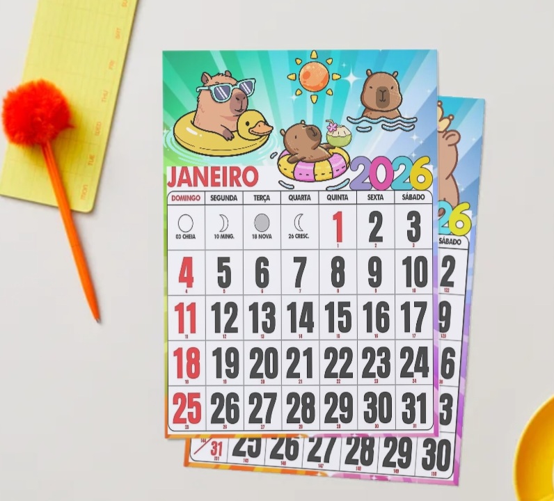 CALENDÁRIO MESES CAPIVARA 2026