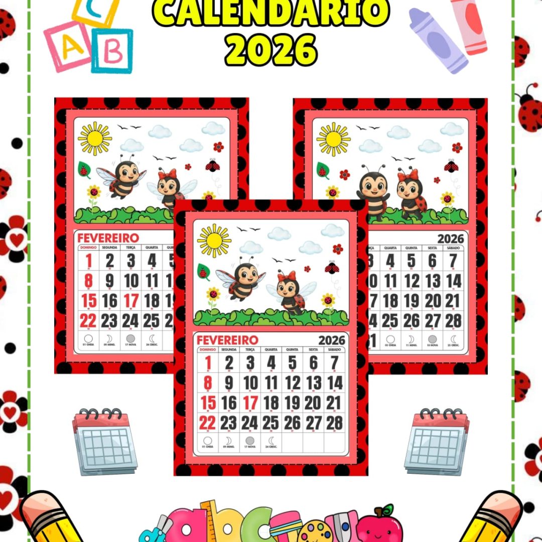 CALENDÁRIO MESES DO ANO 2026 JOANINHA