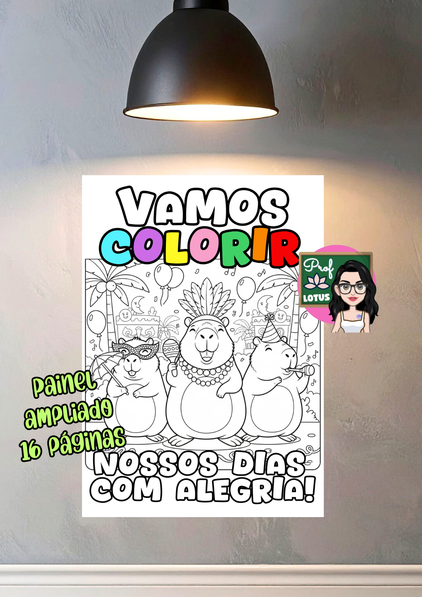 PAINEL CAPIVARAS PARA COLORIR CARNAVAL