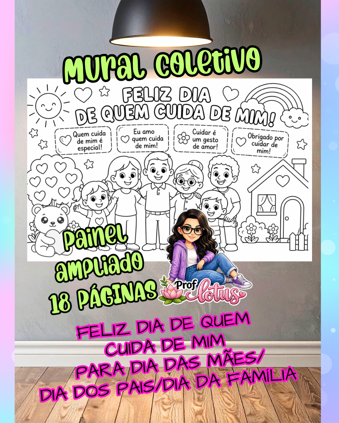 PAINEL PARA COLORIR DIA DE QUEM CUIDA DE MIM