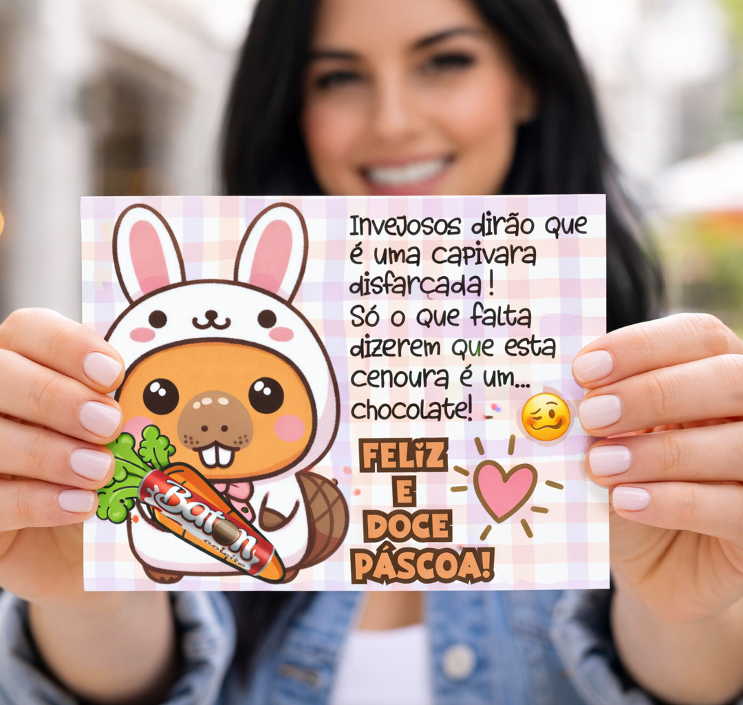 CARTÃO CENOURINHA CAPIVARINHA PÁSCOA