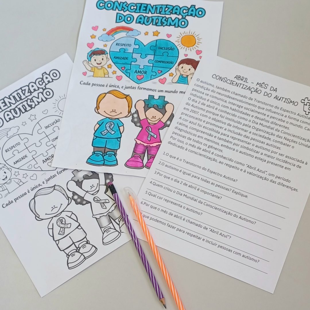 MÊS CONSCIENTIZAÇÃO AUTISMO INTERPRETAÇÃO E DESENHO PARA COLORIR