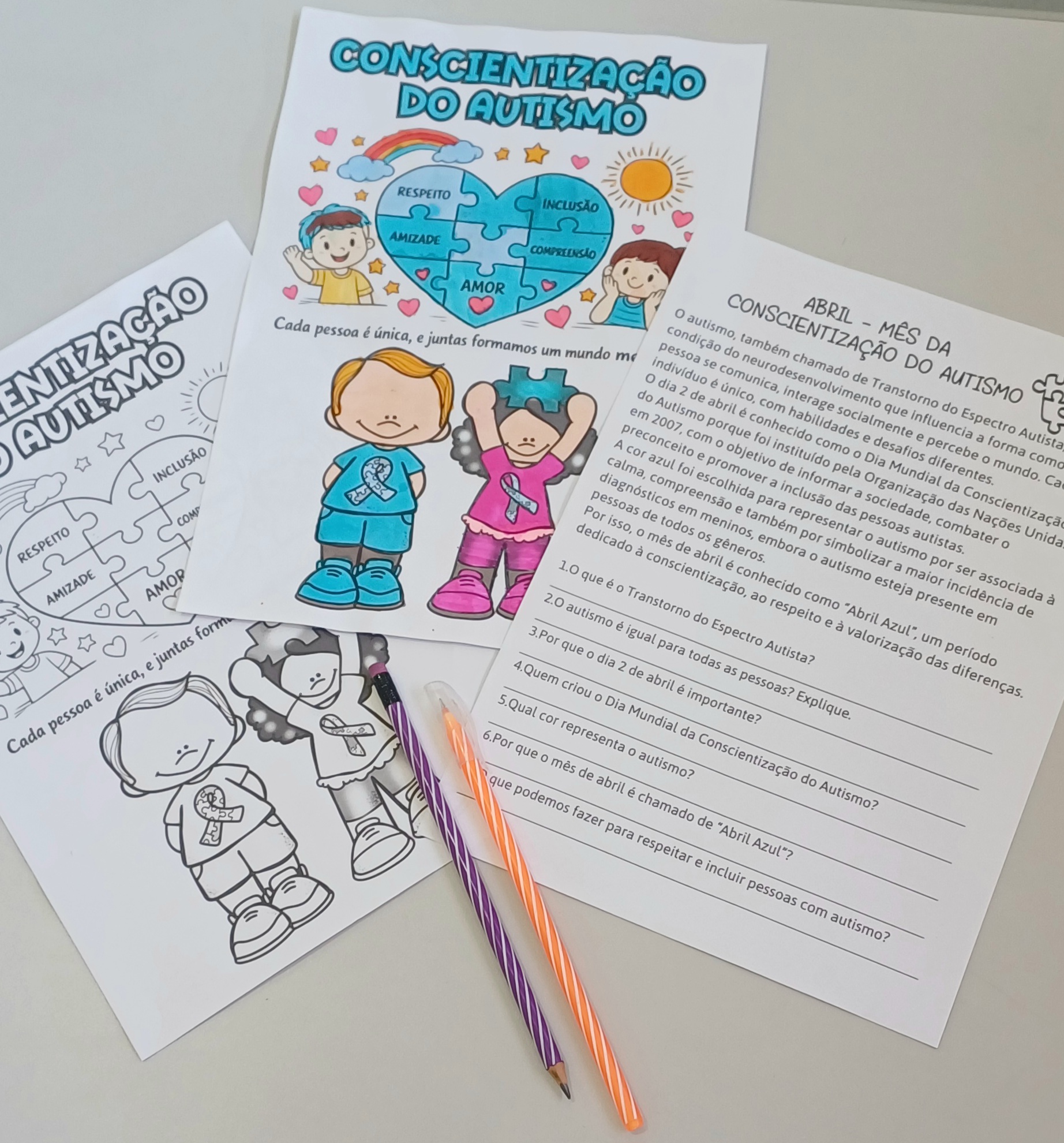 MÊS CONSCIENTIZAÇÃO AUTISMO INTERPRETAÇÃO E DESENHO PARA COLORIR