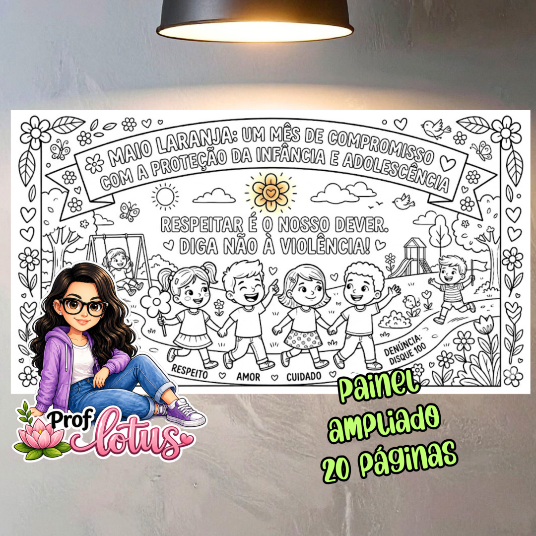 PAINEL MAIO LARANJA CRIANÇAS PARA COLORIR