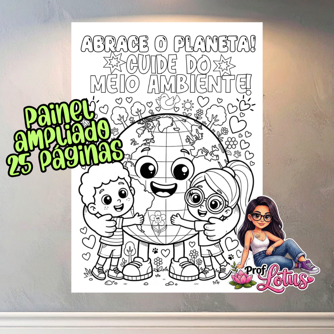 PAINEL PARA COLORIR ABRACE O PLANETA