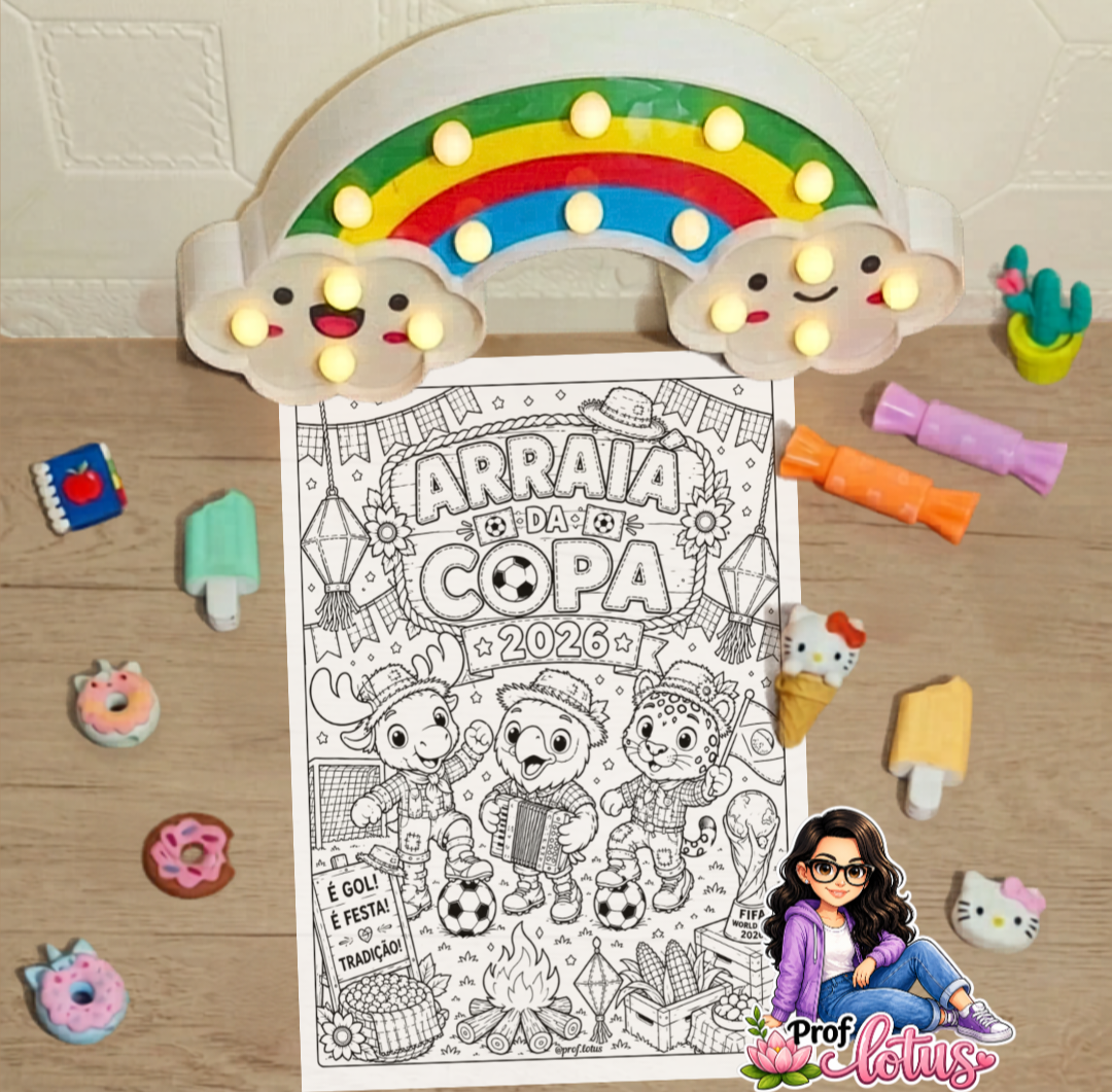 DESENHO PARA COLORIR FESTA JUNINA MASCOTES DA COPA