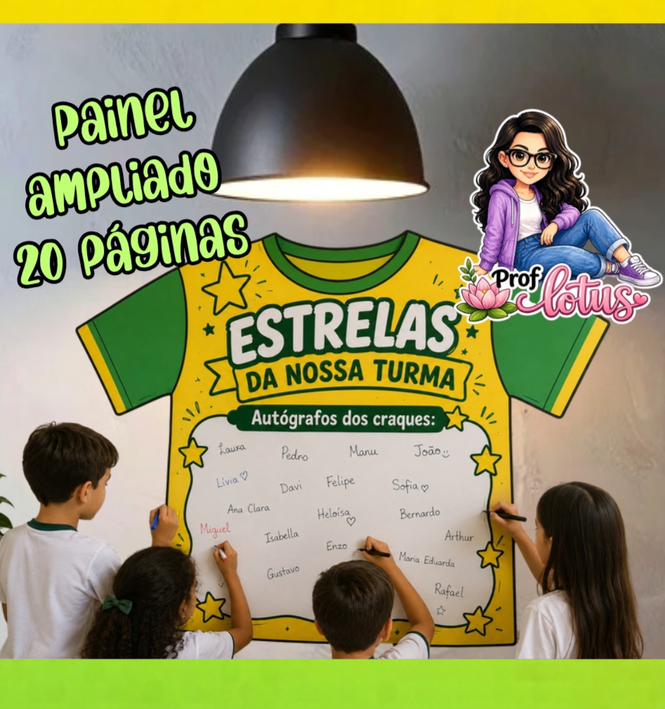 PAINEL AUTÓGRAFOS CAMISETA ESTRELAS DA TURMA
