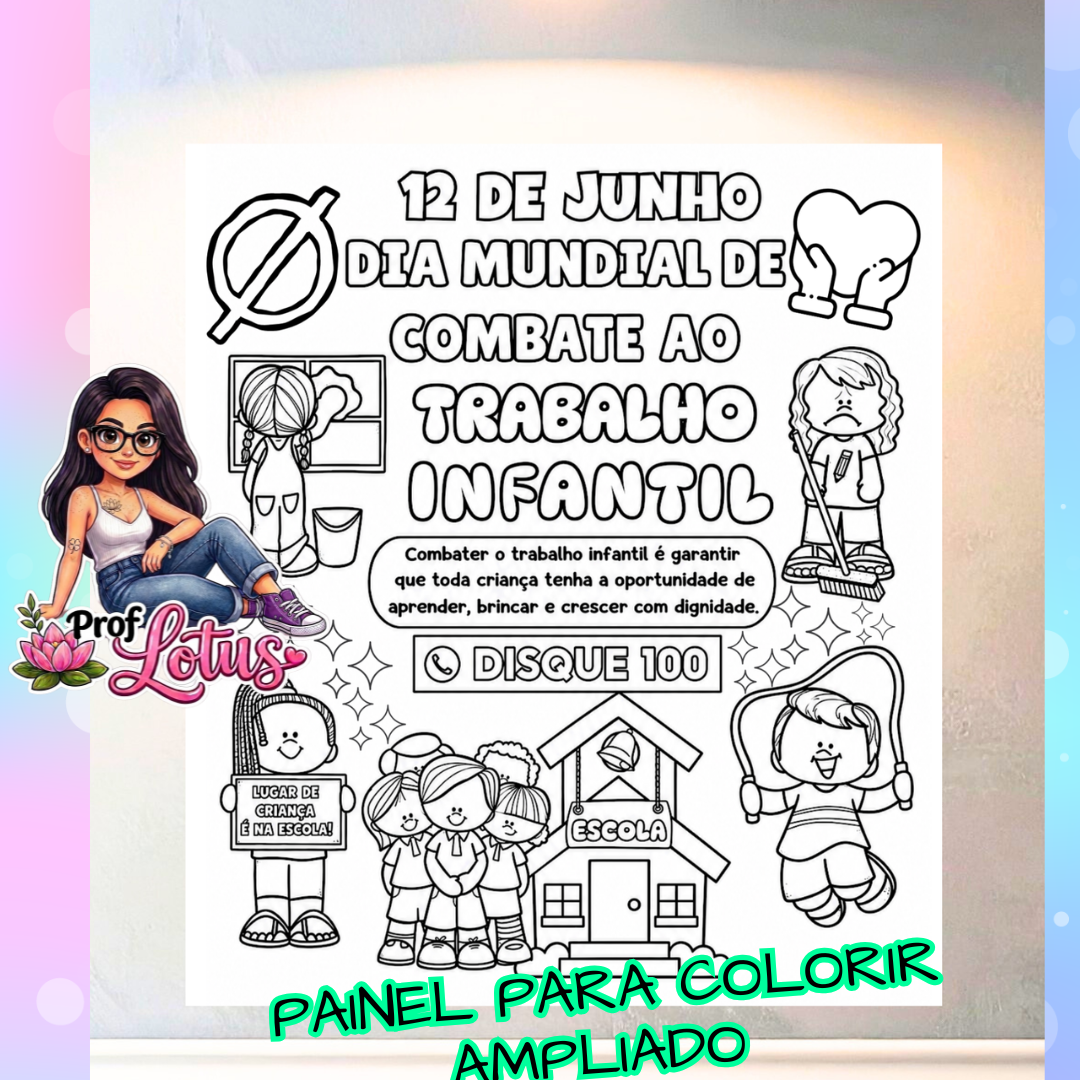 PAINEL PARA COLORIR COMBATE AO TRABALHO INFANTIL