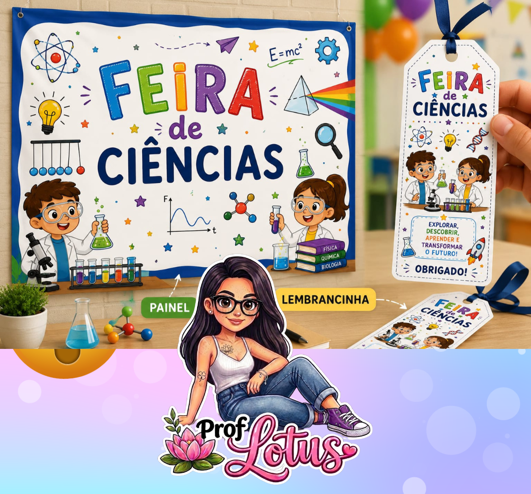 FEIRA DE CIÊNCIAS PAINEL E TAG LEMBRANCINHA
