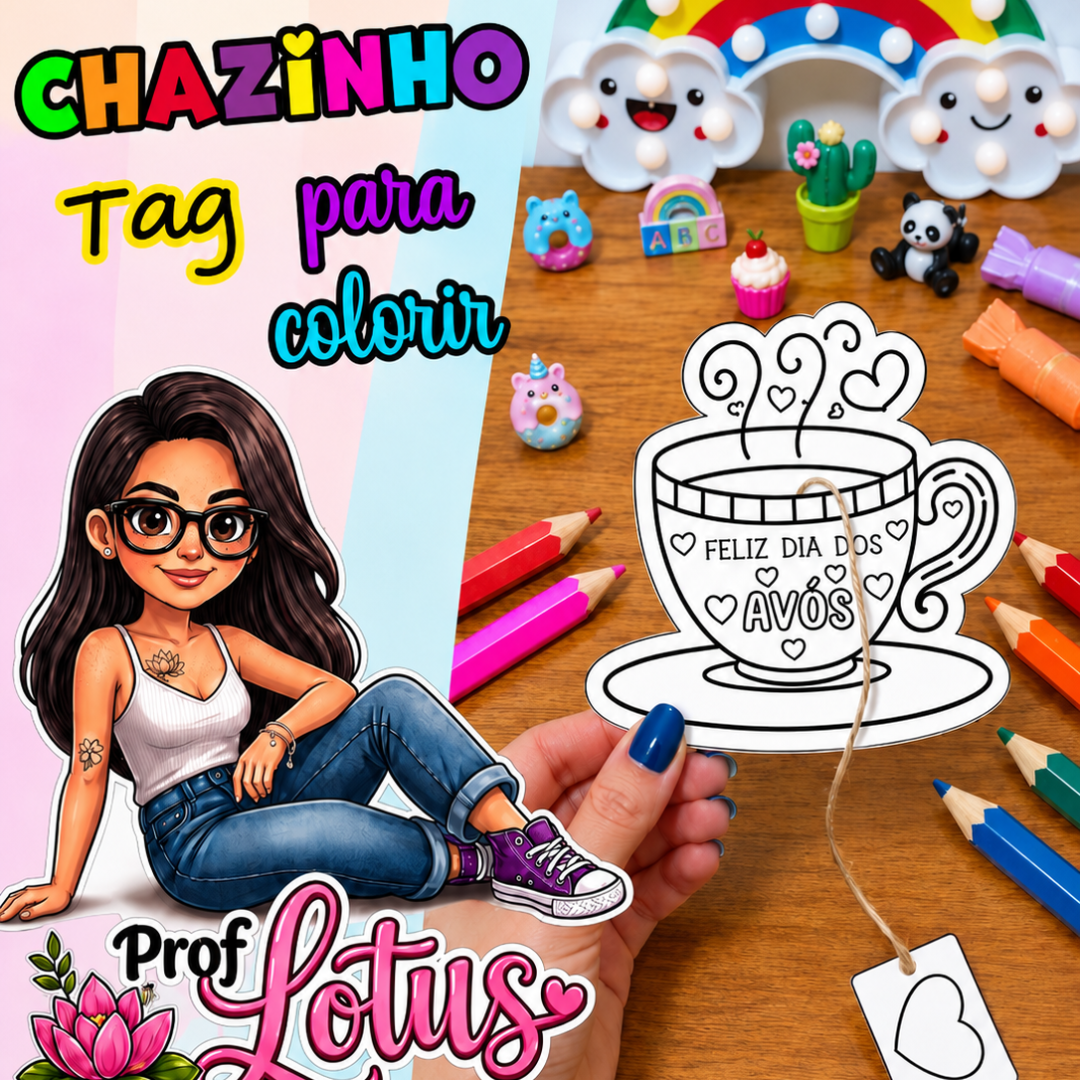 LEMBRANCINHA CHÁ DIA DOS AVÓS PARA COLORIR