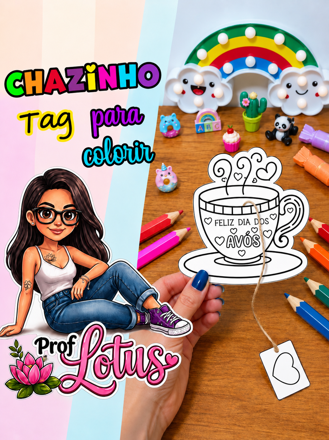 LEMBRANCINHA CHÁ DIA DOS AVÓS PARA COLORIR
