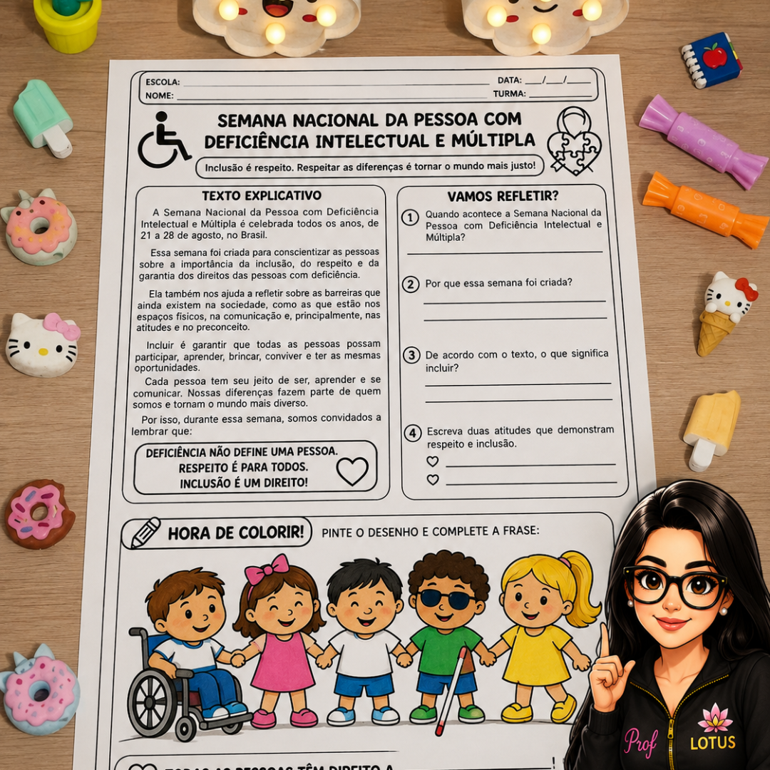 SEMANA DA PESSOA COM DEFICIÊNCIA TEXTO E ATIVIDADE