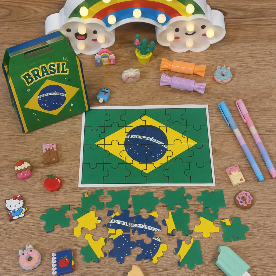 SACOLINHA QUEBRA-CABEÇA BRASIL COLORIDO