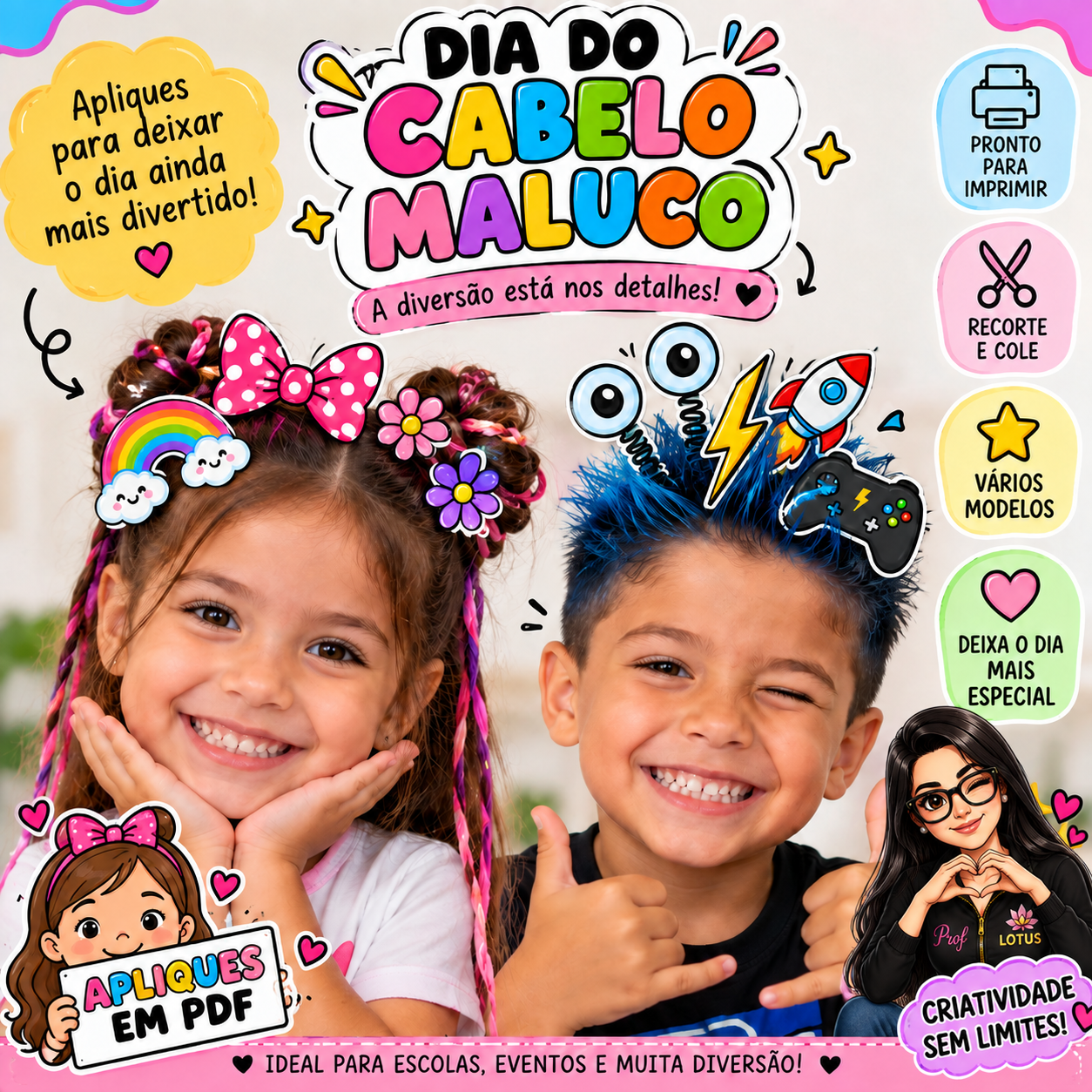 APLIQUES CABELO MALUCO - Imagem 3