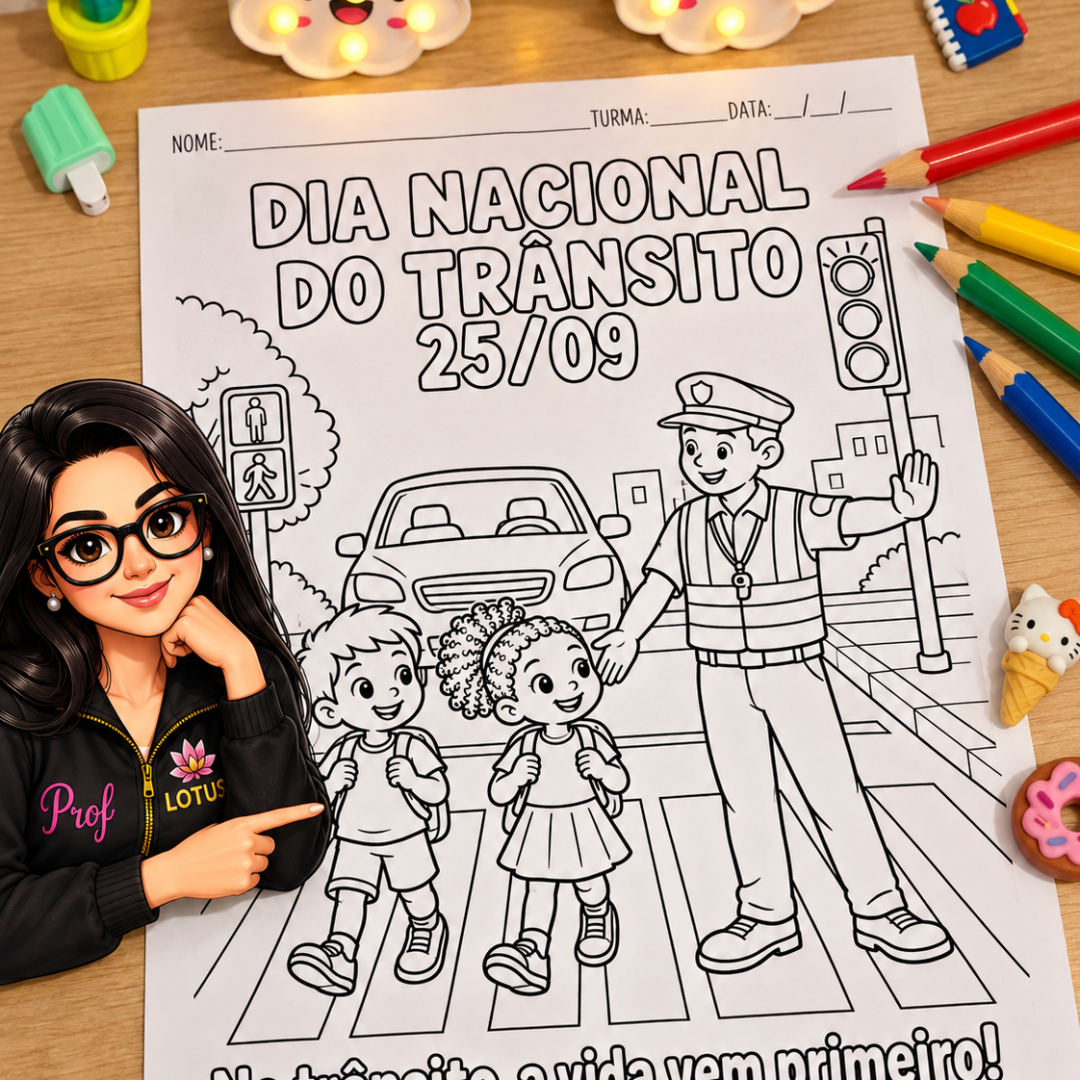 DESENHO PARA COLORIR DIA NACIONAL DO TRÂNSITO