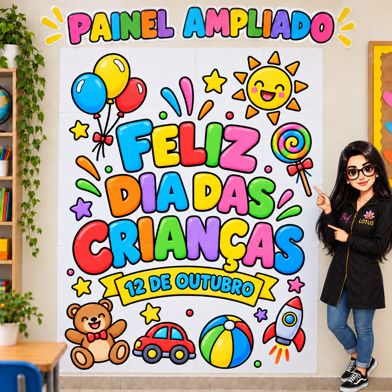 PAINEL COLORIDO DIA DAS CRIANÇAS SOLZINHO