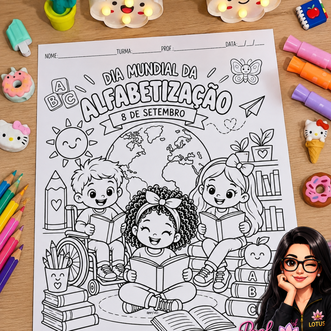 DESENHO PARA COLORIR DIA MUNDIAL DA ALFABETIZAÇÃO