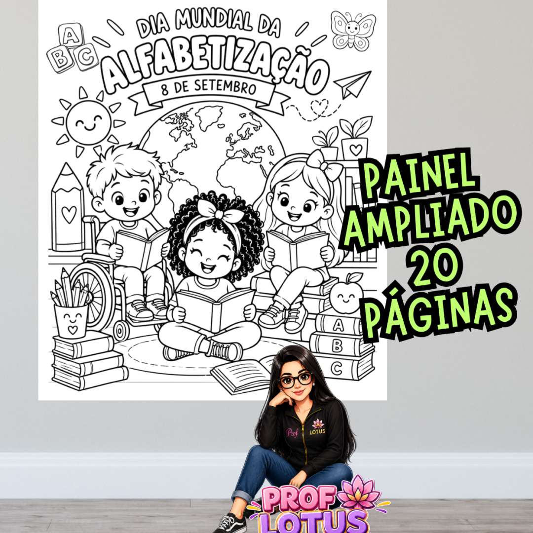 PAINEL PARA COLORIR DIA MUNDIAL DA ALFABETIZAÇÃO