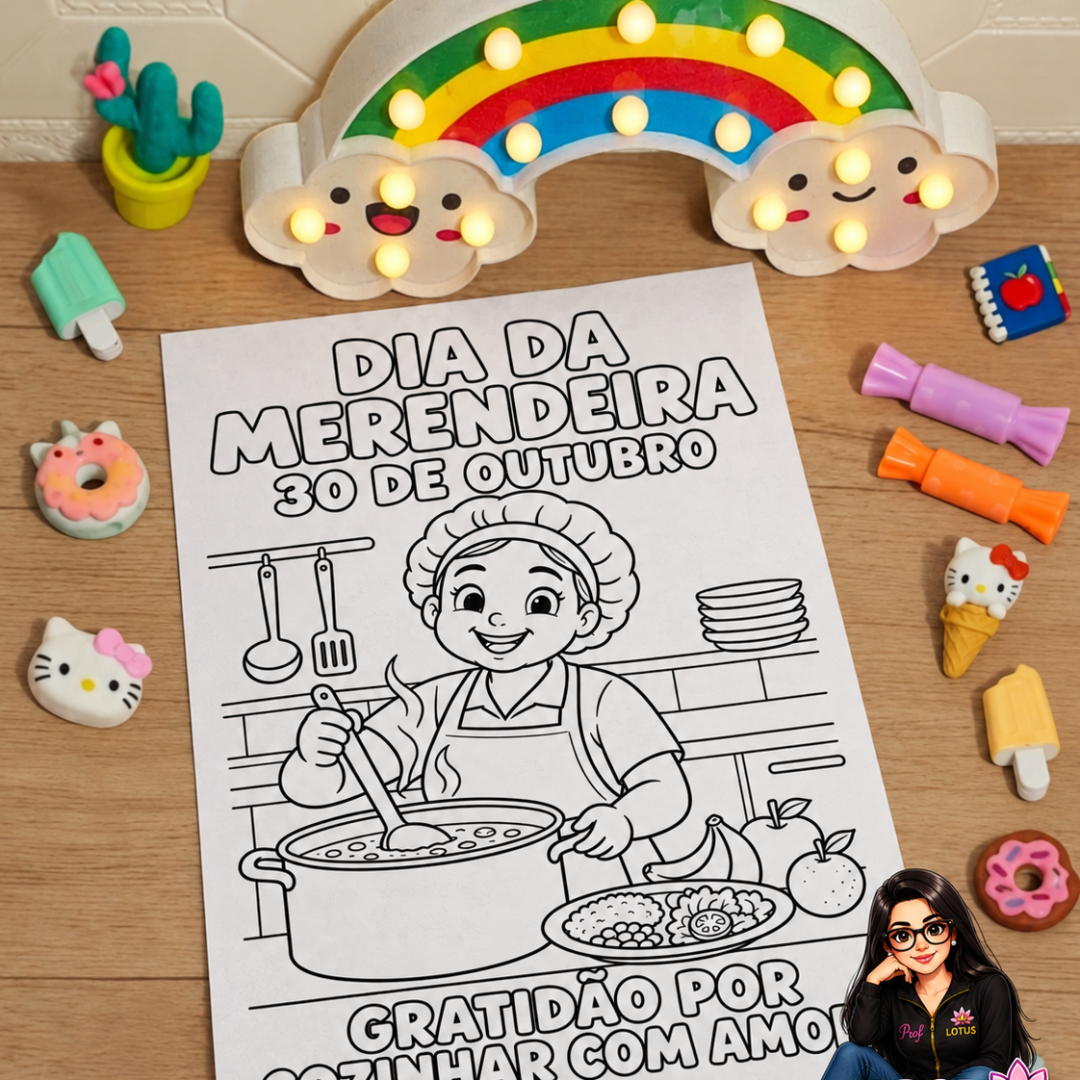 ATIVIDADE PARA COLORIR DIA DA MERENDEIRA