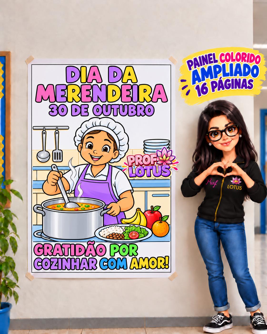 PAINEL COLORIDO DIA DA MERENDEIRA