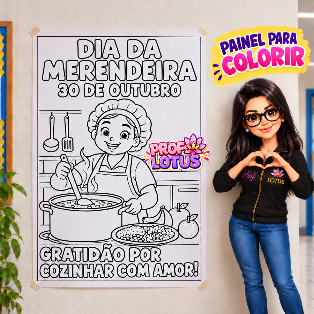 PAINEL PARA COLORIR DIA DA MERENDEIRA