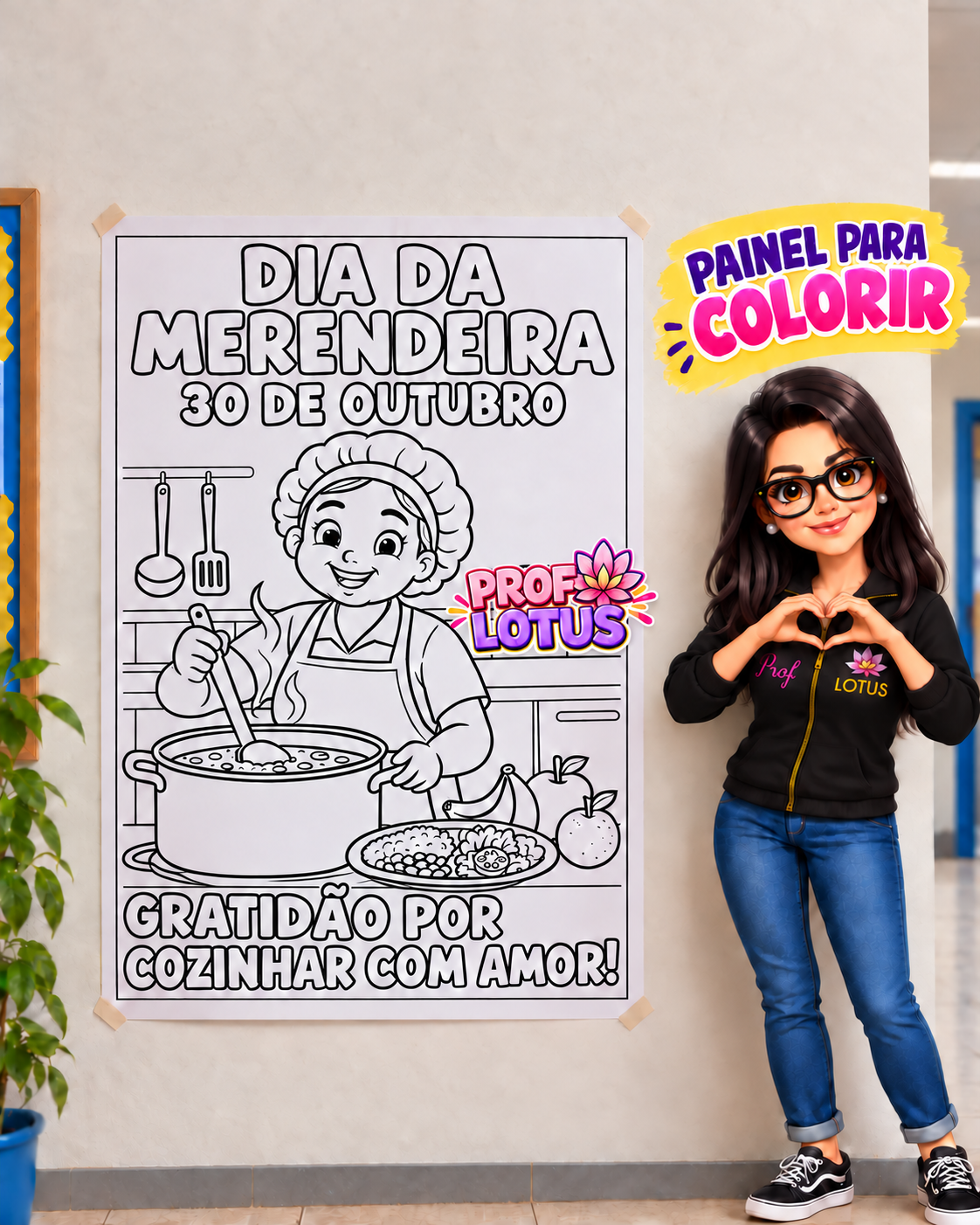 PAINEL PARA COLORIR DIA DA MERENDEIRA